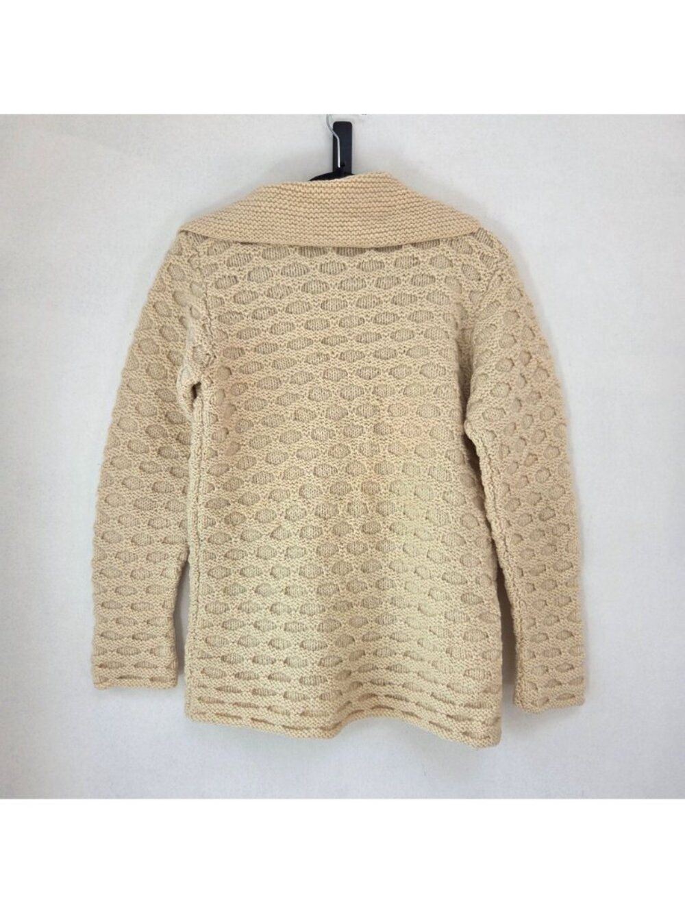 Kennedy of Adara 100% Wool Cream Fisherman Hand Knit Cardigan Sweater Ireland S - Picture 2 of 7